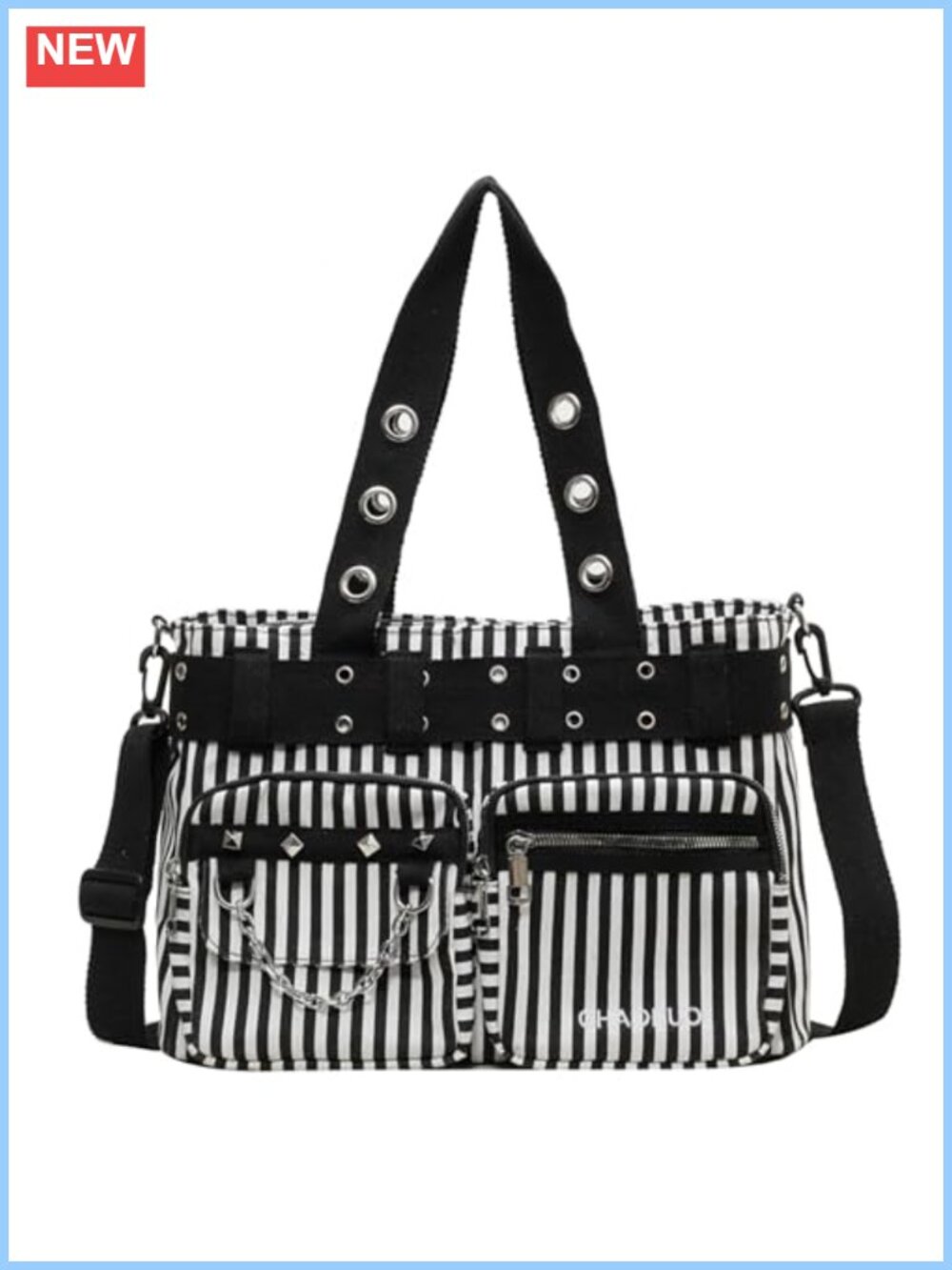 Canvas Tote Bag Y2K Gothic Skull Shoulder Bag Large Capacity Adjustable Strap